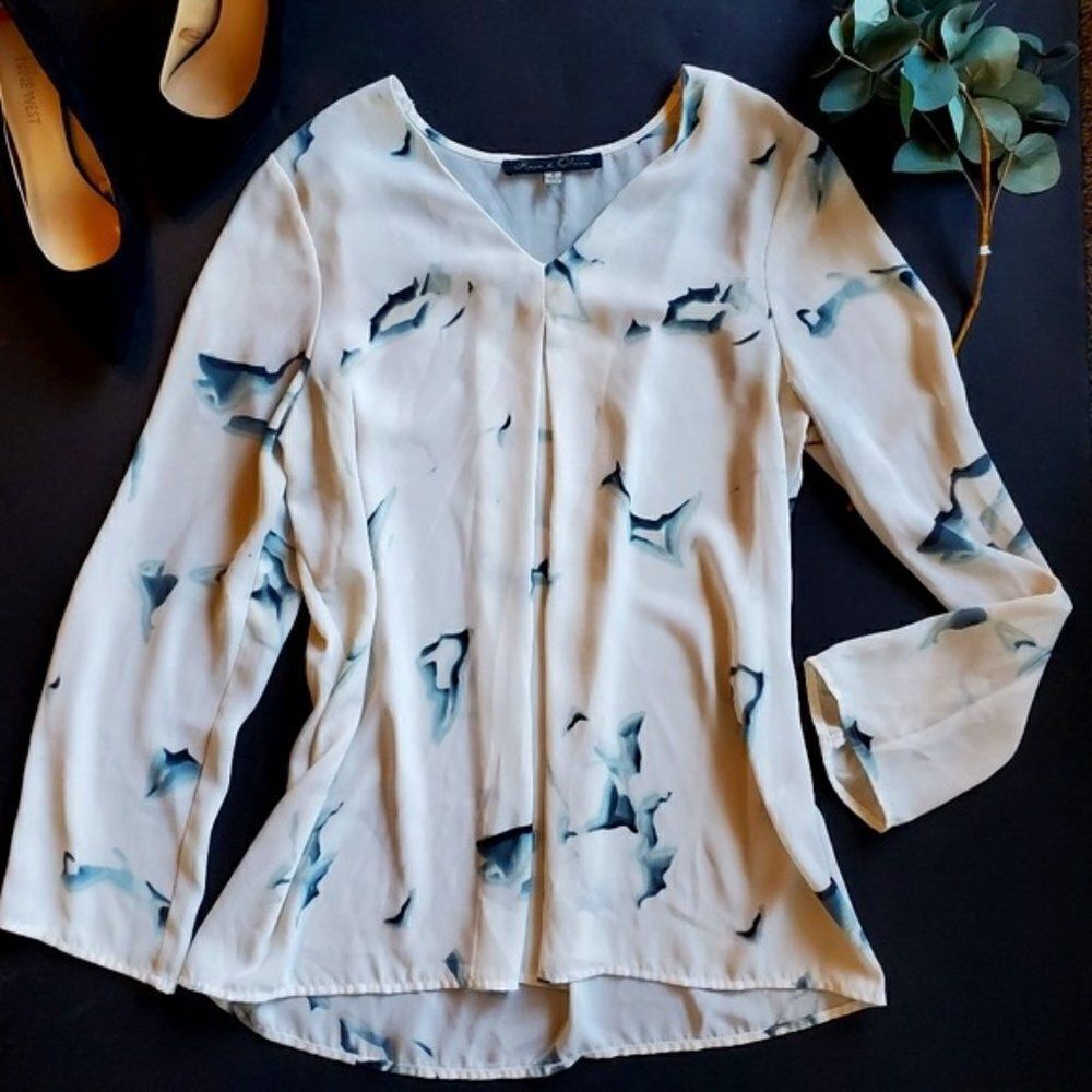 Rose and Olive Abstract Print Blouse